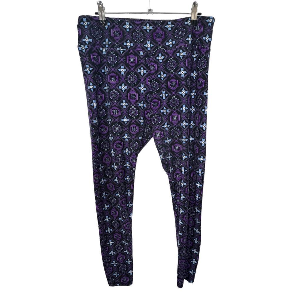 LuLa Roe Purple Geometric Patterned Leggings